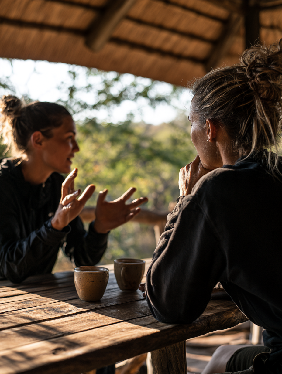 A guest leaving a review on the Hello Hoedspruit app at sunset